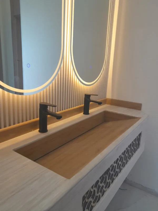 Ceramic vanity basin with Mirror set-9